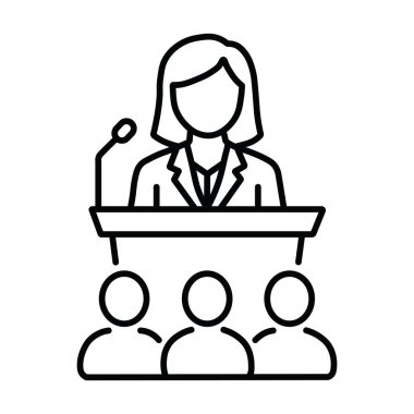 Kadın Sözcü Kürsüsü Topluluk Konuşması Simgesi