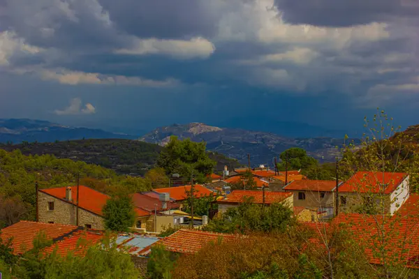 Kıbrıs 'taki Lofou köyünde hava manzarası
