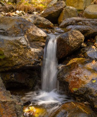Kıbrıs Rum Kesimi 'nin ormanlık kesimindeki Troodos Dağı nehrinde küçük şelale