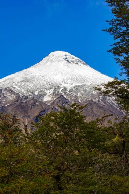 Şili 'deki ünlü volkan Lanin.