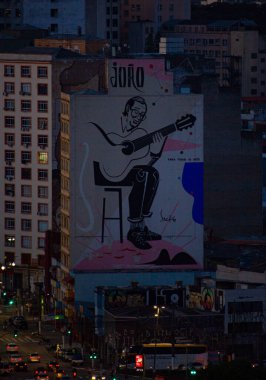 Brezilya 'da geceleyin Sao Paulo şehrinin hava manzarası