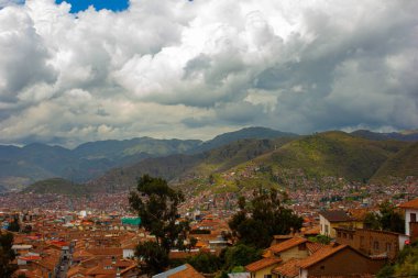 Antik şehir Cusco, Peru 'da hava manzarası