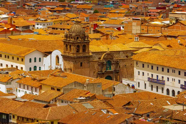 Antik şehir Cusco, Peru 'da hava manzarası