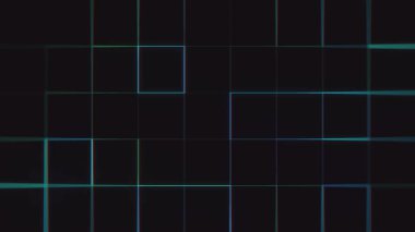 Kara Arkaplanda Soyut Izgara Canlandırması Teal ve Yeşil Parlayan Çizgiler - Döngüsel Hareket Grafikleri