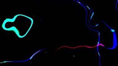 Soyut Neon Işık İzleri ve Siyah Arkaplan Dinamik Renkli Hareket Görüntüleri Şekilleri