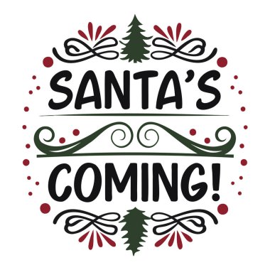 Noel Baba 'nın Gelen Tatil Vektör Tasarımı, Noel Ağacı, Süslü Girdaplar