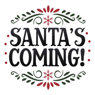 Noel Baba 'nın Kırmızı Kar Tanesi ve Yeşil Girdap Dekorasyonlu Gelen Tatil Mesajı