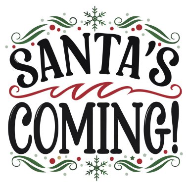 Noel Baba 'nın Kar Taneleri, Meyveler ve Yeşilliklerle Gelen Tatil Vektörü Grafiği