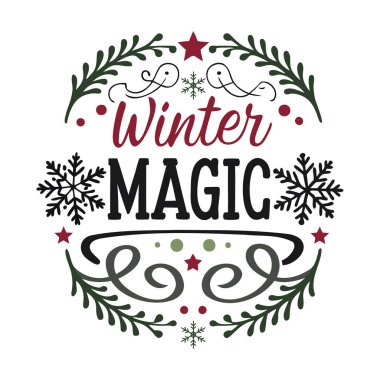 Kış Sihirli Tatil Sezonu Kar Taneleri, Yıldızlar ve Şenlikli Yapraklarla Kutlama