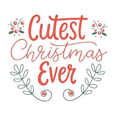 Böğürtlenli ve Yapraklı En Sevimli Noel Vektör Tasarımı