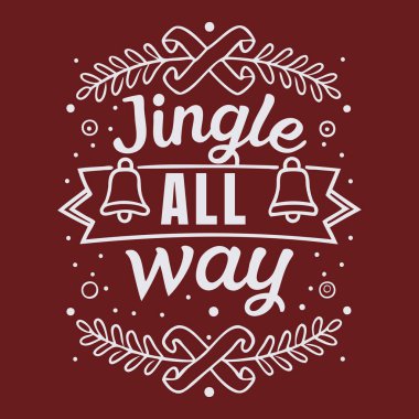 Yol boyunca Noel Vektör Grafiği Çanları, Kurdele ve Şenlik Yaprakları ile Jingle