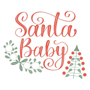 Noel Bebek kaligrafisi, ökseotu ve Noel ağacı olan tatil yazıları.