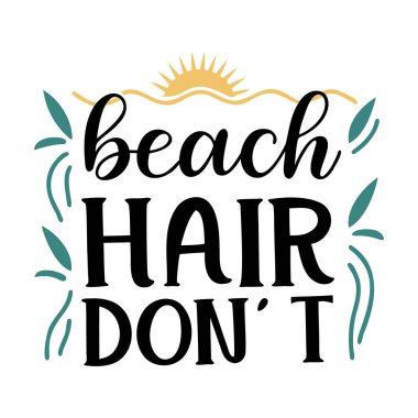 Plaj Saçları Umursamaz Yaz Tatili Yaşam Tarzı Grafik Tasarımı Kıyı Çizgisi Güneş Dalgası Tatili