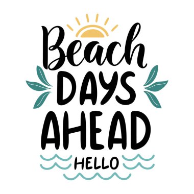 Yazın güneşli, yapraklı ve deniz dalgalı plaj günleri şeffaf arka planda izole edilmiş tatil atmosferleri.