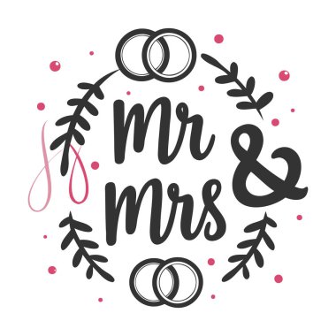 Bay Bayan Düğün İllüstrasyon Yüzükleri Çiçek Tasarımı Sevgi Zarif Mutlu Yeni Evli Sonsuza Kadar