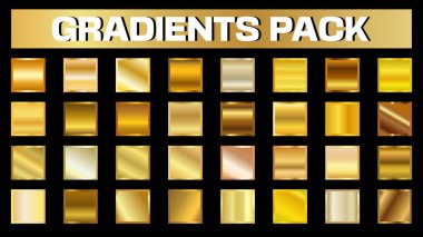 Zarif Altın Gradyan Koleksiyonu Grafik Tasarım ve Tasarım İçin Parlak Lüks ve Parlak Metalik Dokular