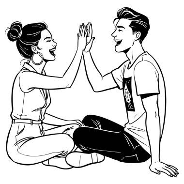 Arkadaş Hattı Arasındaki Neşeli Beşliği Kutla Sanat Resimleri Dostluğu Hedefi Silueti