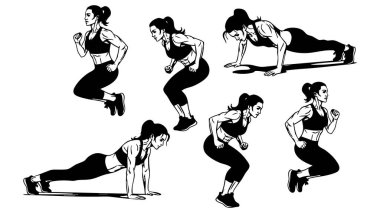 Motion Woman 'da Spor Yolculuğu Silüet Kardiyo Güçlendirme Eğitimi Vücut Ağırlığı şınavı