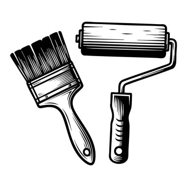 Boyacının Aletleri Fırça Fırçası İşleme Yenileme Malzemeleri Ev Dekorasyonu Silüeti