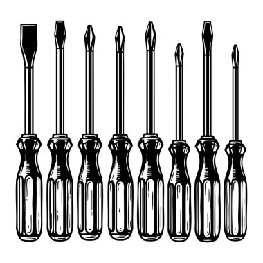 Tornavida Araçları Vektörü Becerikli Phillips Düz Başlı Sürücü Varyetesi