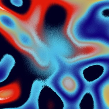 Pürüzsüz renk karışımından oluşan soyut tasarım, mavi, kırmızı ve sarı renkler organik bir akış yaratmak için birleşiyor. Kumlu doku derinlik ve nüans ekler.