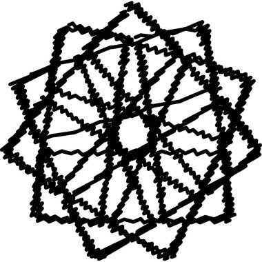 Soyut zigzag yıldızı koyu çizgi tasarımı siyah beyaz sanat vektörü illüstrasyonu modern