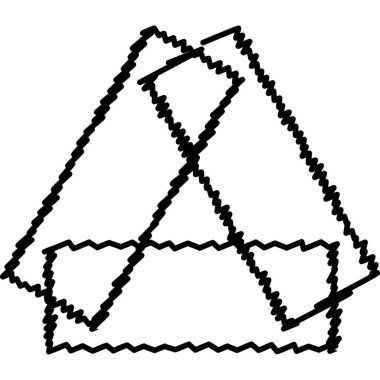 Optik İllüzyon İmkansız Üçgen Soyut Sanat Geometrik Tasarım Siyah ve Beyaz Çizgi Çizimi