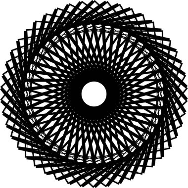 Heyacanlı Geometrik Desen Soyut Tasarım Operasyon Sanatı Siyah ve Beyaz Grafikler Dairesel İllüzyon Modern