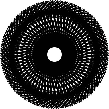 Soyut siyah ve beyaz dairesel fraktal şekil sarmal tasarım sanat örüntüsü grafik ögesi geometrisi