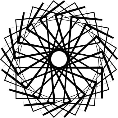 Soyut kaos fraktal geometrik desen sanat grafiksel çizim siyah ve beyaz simetri geometrisi