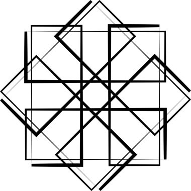 Soyut Geometri Meydanı İllüzyonu Siyah Beyaz Çizgiler Dinamik Geometrik Kompozisyon Grafik Tasarım Sanatı
