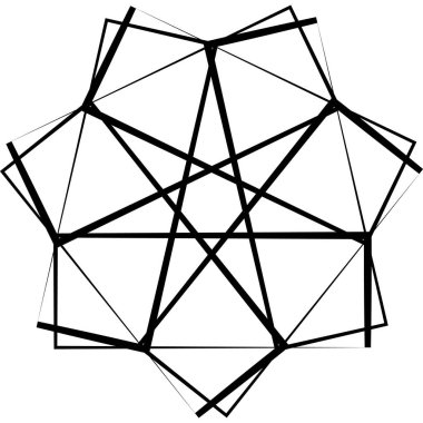 Soyut Geometrik Uyum Birleştiren Şekiller Doğrusal Sanat Modern Tasarım Siyah ve Beyaz Grafik Sanatı