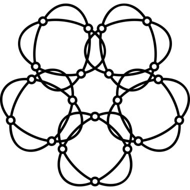 Birbirine bağlı siyah dairelerle zarif dairesel tasarım Geometrik desen modern bir sanat ağı