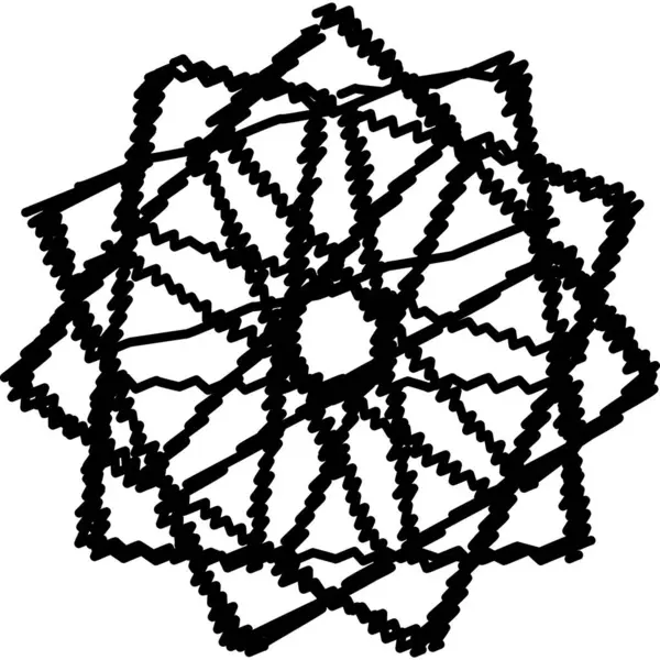 Soyut zigzag yıldızı koyu çizgi tasarımı siyah beyaz sanat vektörü illüstrasyonu modern