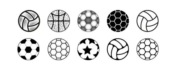 Spor topu ikonu koleksiyonu seti. Futbol voleybol, basketbol, futbol koleksiyonu. Farklı bir top ayarla. İzole edilmiş arka planda klasik futbol topu. özet.