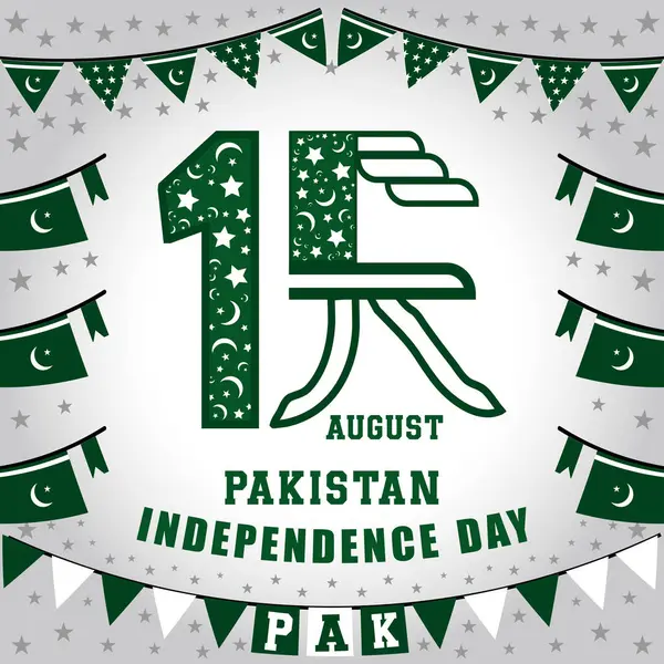  14 Ağustos Bağımsızlık Günü için Pakistan bayrağı. Vatansever Bayrak seti. Moon, Star, Social Media Post Design The Pakistan Flag Victor illustration..jpg