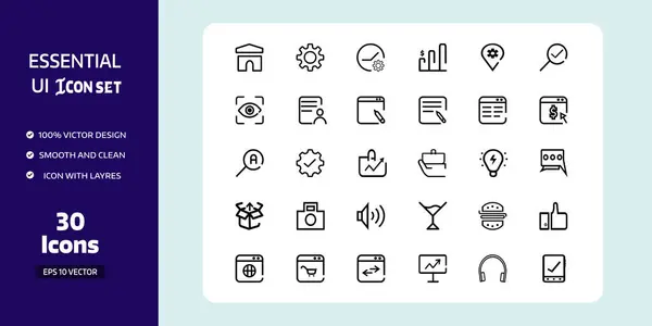 Satır Simgeleri İş, Sosyal Medya, Teknoloji, Eğitim, Alışveriş Vektörü İllüstrasyonu Mavi ve Beyaz Arkaplan EPS10.