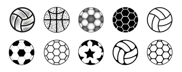 Sports Game Ball Icons Collection Voleybol Basketbol Topunun İzole Arkaplan Tasarımı