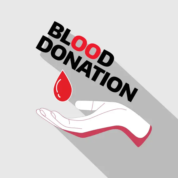 Kan Bağışı Vektör İllüstrasyonu: Kızıl Damla ve Sağlık Bilinci İçin İnsan Eli, Sağlık Kampanyaları ve Yardım Posteri Kullanımı