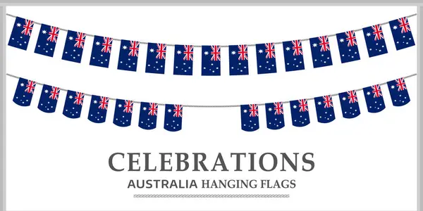 Avustralya Kutlama için Bayraklar Asıyor Halat Çelengi Etkinlik Kullanımı ve Dekorasyon Projeleri için Beyaz Arkaplanda.