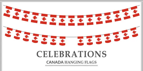 Kanada Bayrak Bayrağı ve Kutlama Asma Bayrağı Seti ve Halat Çelengi Etkinlik ve Dekorasyon için Beyaz Arkaplan.
