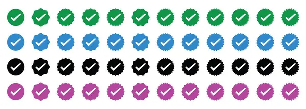 Sosyal Medya Profilleri ve Hesap Onayı İçin Beyaz Denetim İşaretlerini Yeşil, Mavi, Siyah ve Pembe olarak Doğrula