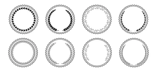 Ödül Etiketi Pul Sınırı ve Dekoratif Kullanım için Çember Tasarım Tasarımı ile Laurel Çelenk Rozet Seti
