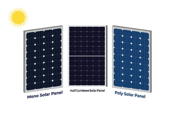 Güneş paneli, güneş paneli poli güneş paneli ve yarı yarıya mono güneş paneli yenilenebilir enerji izole tasarımı ile örnekleme yapar