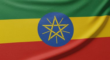 Etiyopya Bayrağı Macro, Yeşil Sarı Çizgili, Gerçekçi Kumaş Dokusu, Ulusal Sembol, Vatansever, Yakın plan, Yüksek Çözünürlük, Etiyopya Ulusal Günü, Etiyopya Bayrağı, Birleşme Günü, Ulusal Onur Günü