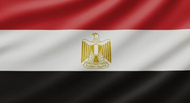 Mısır Bayrağı Makro Altın Kartal ve Üçrenkli Kumaş Gerçekçiliği