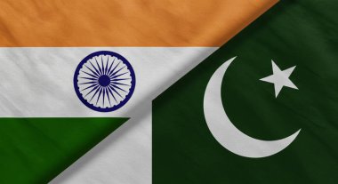  Hindistan ve Pakistan Bayrakları Çapraz Dokuya Kapalı