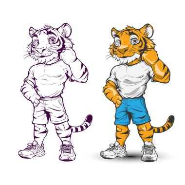 Güçlü Çizgi Film Kaplan Maskotu Spor Giysileri ve Spor Giysileri 1