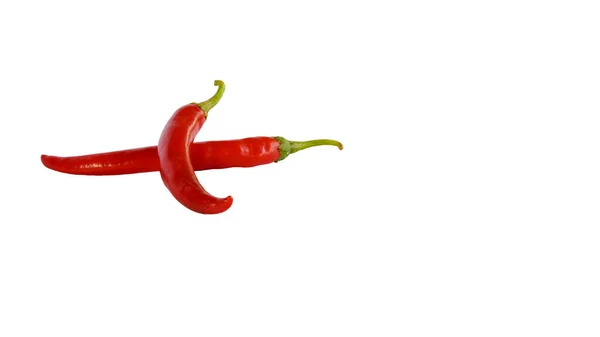 Piros Természetes Színű Chili Paprika Chili Vágási Útvonal Organikus Friss — Stock Fotó