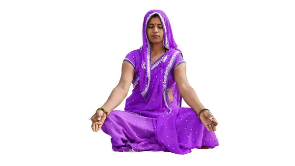 Portrait Instructrice Yoga Positive Costume Gymnastique Assise Dans Une Pose — Photo